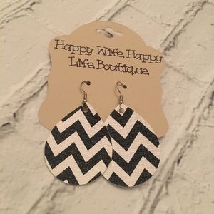 3 for $16 Chevron faux leather earrings